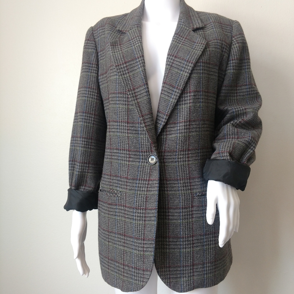 Sag Harbor vintage 8 gray wool Tweed Blazer
